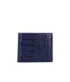 Tom Ford Croc Embossed Leather Compact Bifold Wallet In Blue