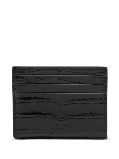 Tom Ford Embossed Card Holder In Black