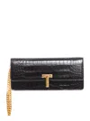 Tom Ford Croc-effect Leather Clutch In Black