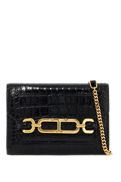 Tom Ford Embossed Crocodile Leather Mini Clutch In Black