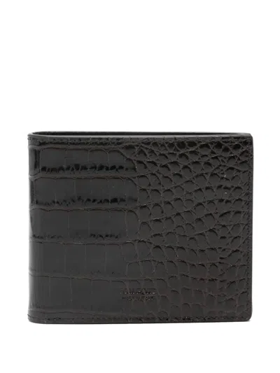 Tom Ford Bifold Wallet Crocco Print In Black