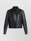 Tom Ford Embossed Finish Leather Jacket With Snap Buttons In Black