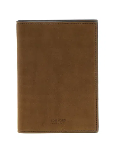 Tom Ford Brown Card Holder With Logo Lettering On The Front In Leather Man
