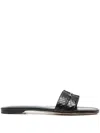 Tom Ford Python-effect Leather Flat Slides Shoes In Black