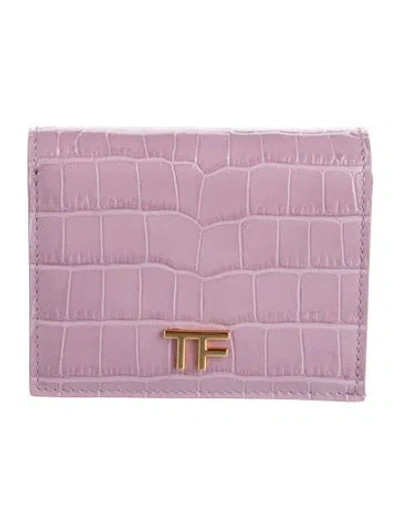 Pre-owned Tom Ford Embossed Leather Animal Print Bifold Wallet In Purple