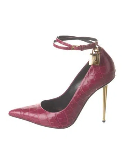 Pre-owned Tom Ford Embossed Leather Animal Print Pumps In Pink