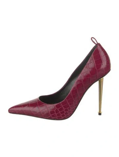Pre-owned Tom Ford Embossed Leather Animal Print Pumps In Purple
