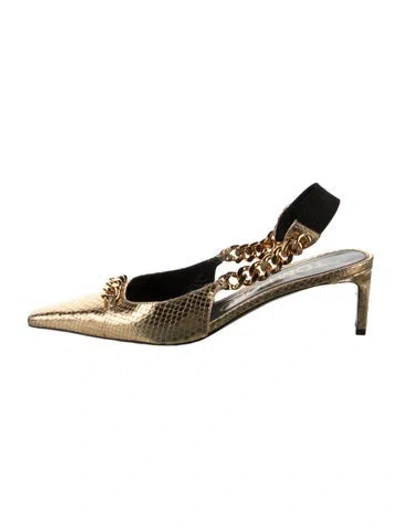 Pre-owned Tom Ford Embossed Leather Animal Print Slingback Pumps