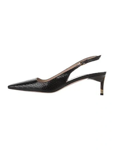 Pre-owned Tom Ford Embossed Leather Animal Print Slingback Pumps In Black