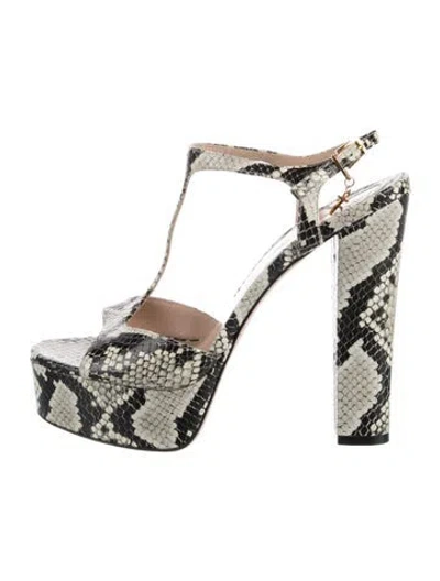Pre-owned Tom Ford Embossed Leather Animal Print T-strap Pumps In Silver