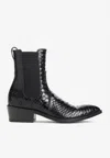 Tom Ford Matte Printed Python Chelsea Boot In Black