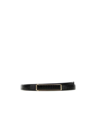 Tom Ford Embossed Leather Belt In Black
