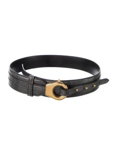 Pre-owned Tom Ford Embossed Leather Belt In Gray