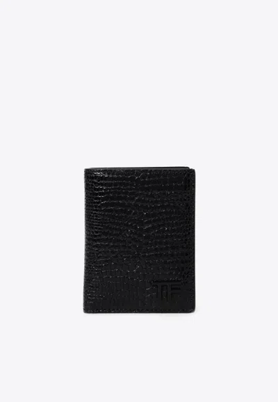 Tom Ford Embossed Leather Bi-fold Cardholder In Black