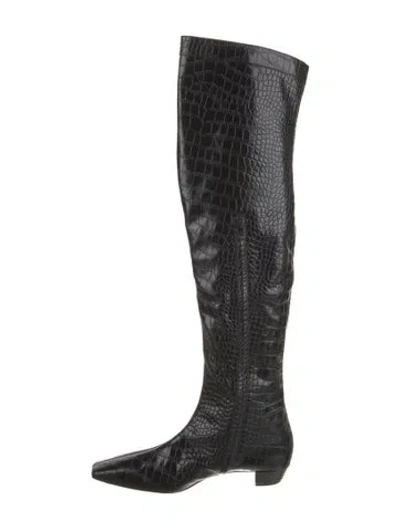 Pre-owned Tom Ford Embossed Leather Boots In Black