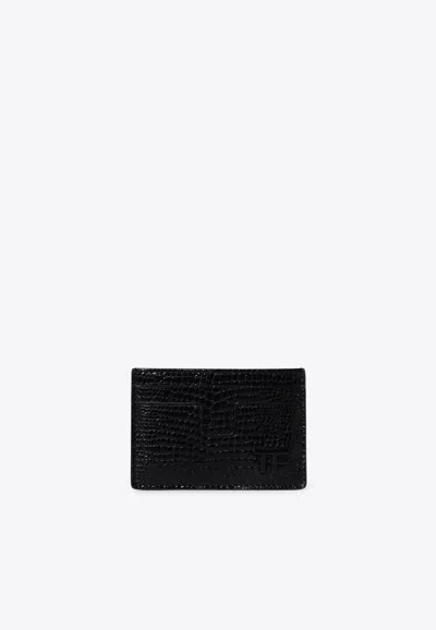 Tom Ford Embossed Leather Cardholder In Black