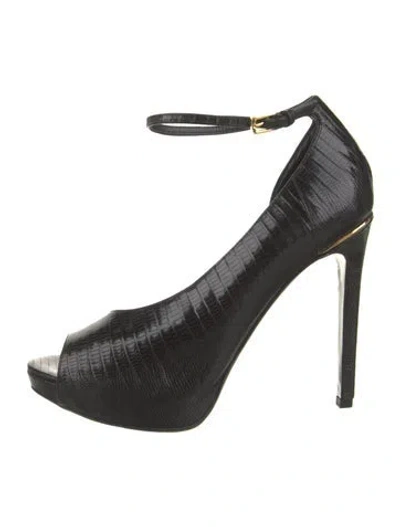 Pre-owned Tom Ford Embossed Leather D'orsay Pumps In Black