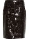 TOM FORD EMBOSSED LEATHER MIDI SKIRT IN CHOCOLATE BROWN FOR WOMEN