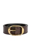 Tom Ford Embossed-leather Oval-buckle Belt In Brown