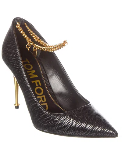 Tom Ford Embossed Leather Pump In Black