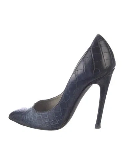 Pre-owned Tom Ford Embossed Leather Pumps In Blue