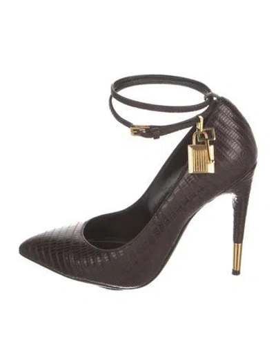 Pre-owned Tom Ford Embossed Leather Pumps In Brown