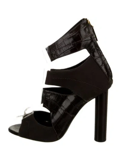 Pre-owned Tom Ford Embossed Leather Sandals In Brown