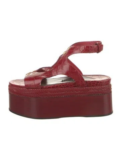 Pre-owned Tom Ford Embossed Leather Sandals In Red