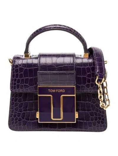 Pre-owned Tom Ford Embossed Leather Shoulder Bag In Purple