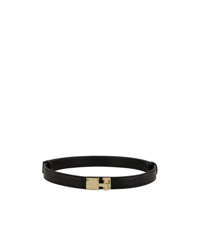Tom Ford Embossed Leather Slim Belt In Black