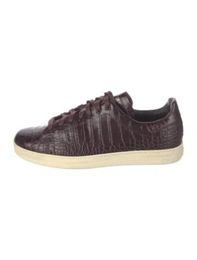 Pre-owned Tom Ford Embossed Leather Sneakers In Brown