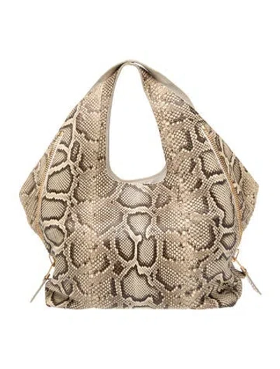 Pre-owned Tom Ford Embossed Leather Top Handle Bag In Neutral
