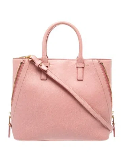 Pre-owned Tom Ford Embossed Leather Top Handle Bag In Pink