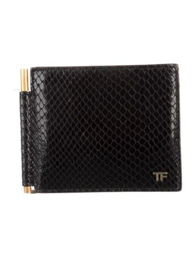 Pre-owned Tom Ford Embossed Leather Wallet In Black