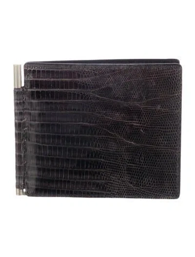 Pre-owned Tom Ford Embossed Leather Wallet In Black