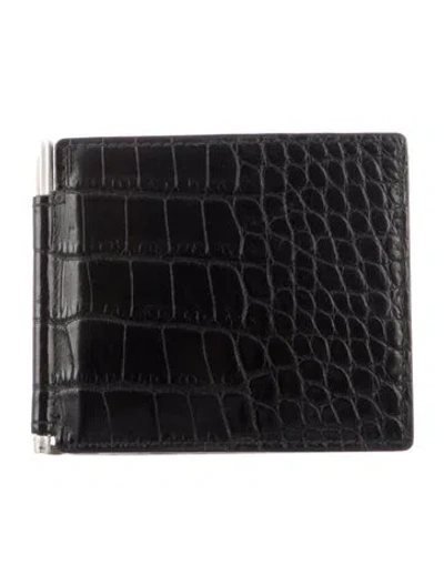 Pre-owned Tom Ford Embossed Leather Wallet In Black