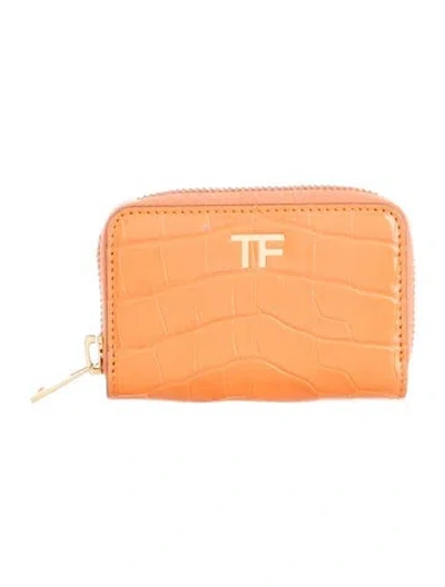 Pre-owned Tom Ford Embossed Leather Wallet In Orange