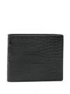 Tom Ford Crocodile Print Leather Bi-fold Wallet In Black