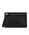 Tom Ford Embossed-logo Leather Clutch In Black