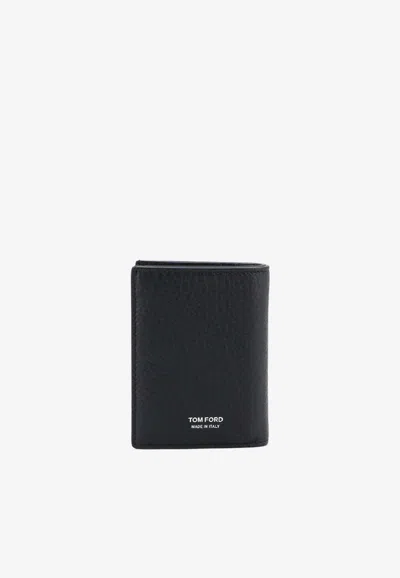 Tom Ford Embossed Logo Leather Wallet In Black