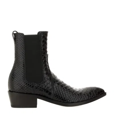 Tom Ford Embossed Slip-on Boots In Black