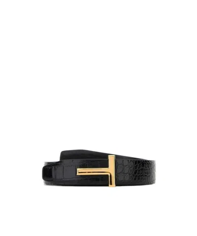 TOM FORD TOM FORD EMBOSSED T-PLAQUE BELT