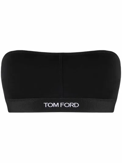 Tom Ford Embroidered Bra In Black