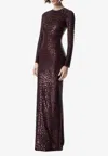 Tom Ford Embroidered Croc-effect Gown In Purple