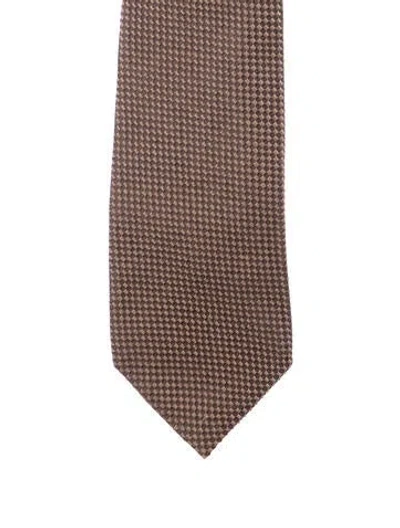 Pre-owned Tom Ford Embroidered Neck Tie In Brown