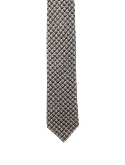 Pre-owned Tom Ford Embroidered Patterned Neck-tie In Gray