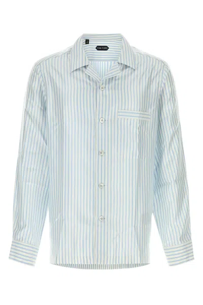 Tom Ford Silk Jacquard Stripe Pyjama Shirt In Multi