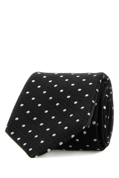 Tom Ford Embroidered Silk Tie In Black