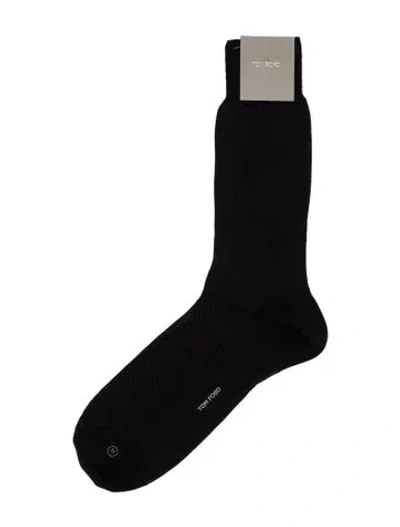 Pre-owned Tom Ford Embroidery Rib Socks In Black
