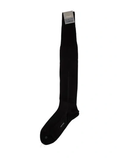 Pre-owned Tom Ford Embroidery Rib Socks In Black